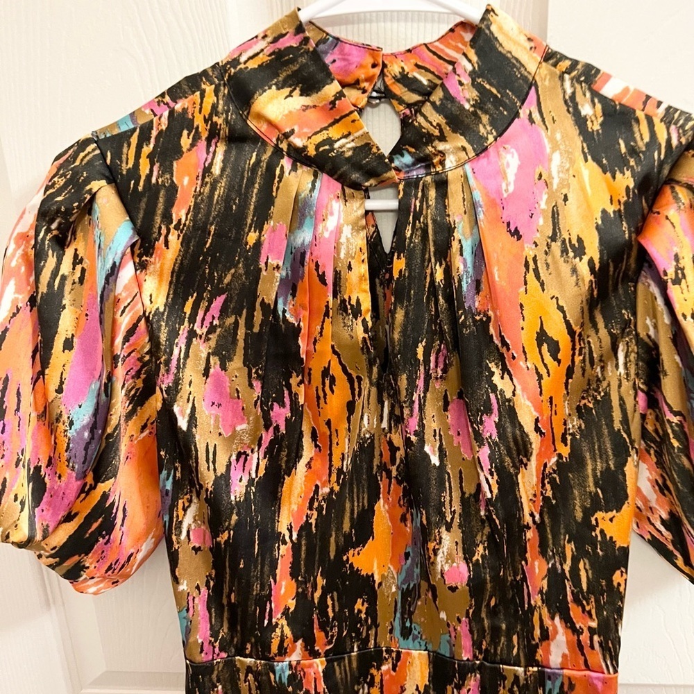 NWT THML satin puff sleeve mini dress - Picture 3 of 9